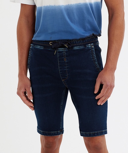 [WB907BLUES] Menís denim drawstring shorts (Blue, S)