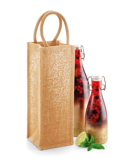 [WM433RDGO] Shimmer jute bottle bag