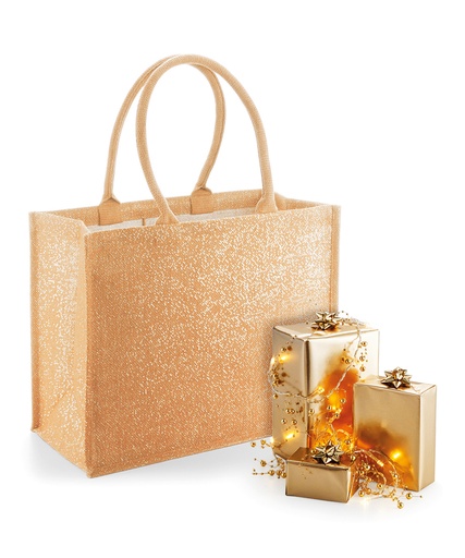 [WM437NTGO] Shimmer jute shopper (Natural Gold)