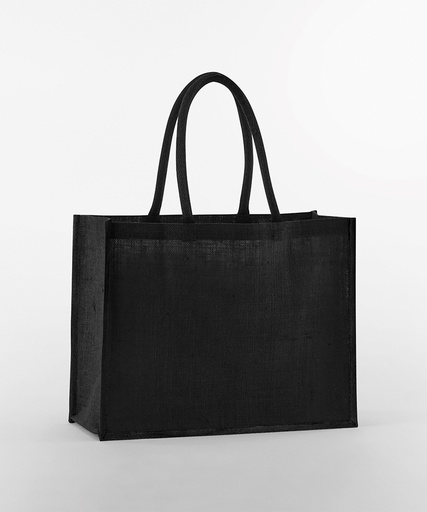 [WM470BKBK] Natural starched jute classic shopper (Black/Black)