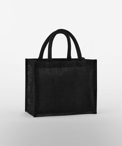 [WM473BKBK] Natural starched jute midi tote (Black/Black)