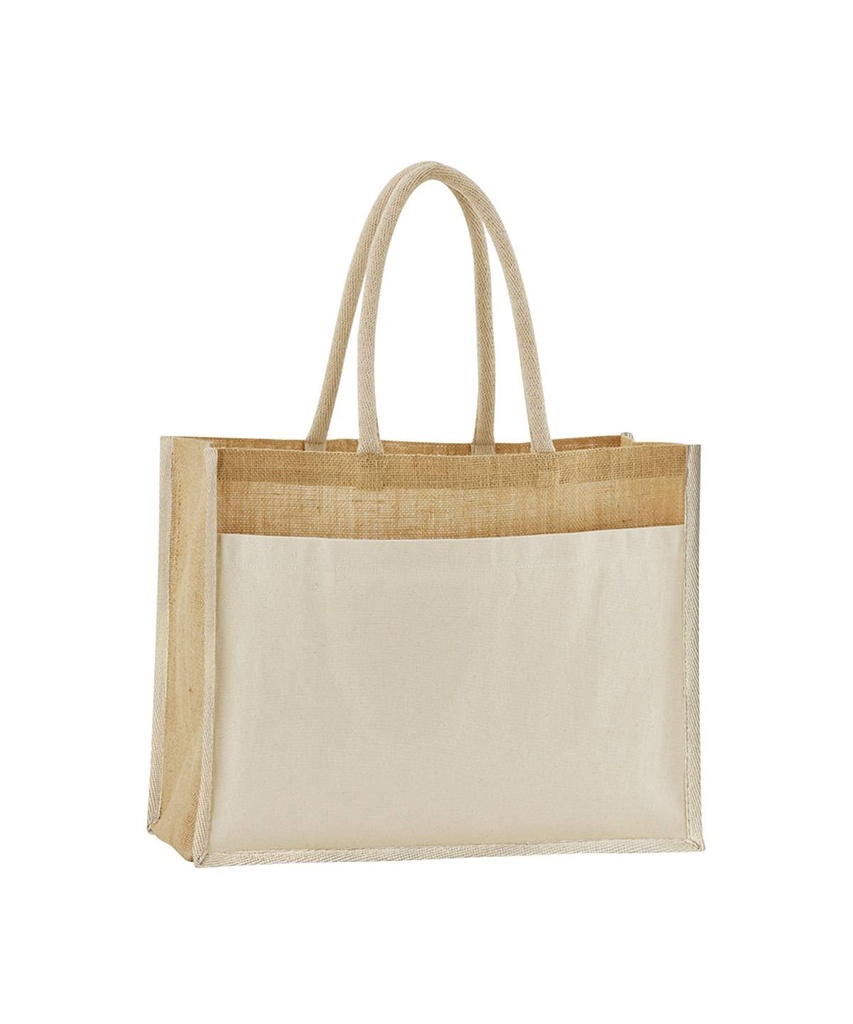 Cotton pocket natural starched jute shopper WM480