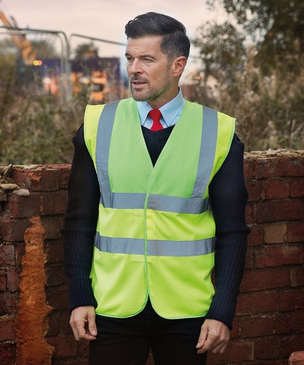 [YK001WHITS] Hi-vis 2-band-and-braces waistcoat (HVW100) (White, S)