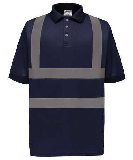 [YK020NAVYS] Hi-vis short sleeve polo (HVJ210) (Navy, S)