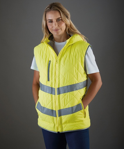 [YK026NAVYS] Hi-vis Kensington hooded gilet (HV007) (Navy, S)