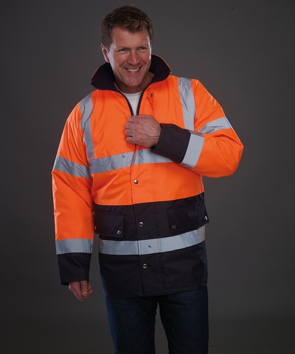 [YK048ORNYS] Hi-vis two-tone motorway jacket (HVP302) (Orange/Navy, S)