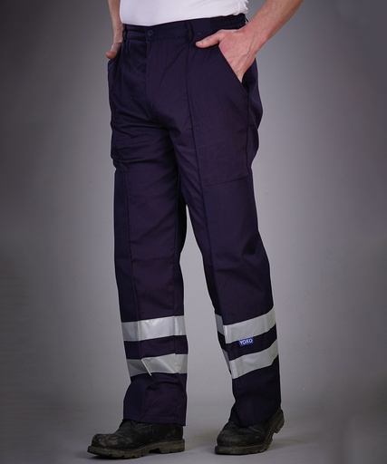 [YK074NAVY28R] Reflective polycotton ballistic trousers (BS015T) (Navy, 28 Reg)