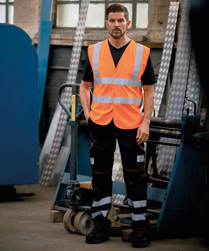 Hi-vis flame-retardant anti-static waistcoat (HVW100ASFR)