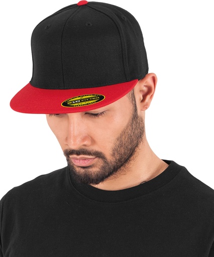 [YP092BKRDSM] Premium 210 fitted 2-tone (6210T) (Black/Red, S/M)