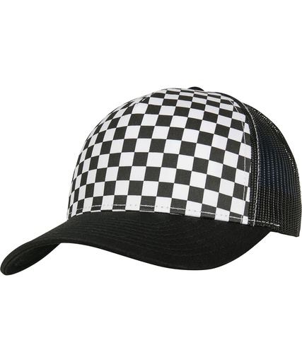 [YP124BKWH] Checkerboard retro trucker (6506CB) (Black/White)