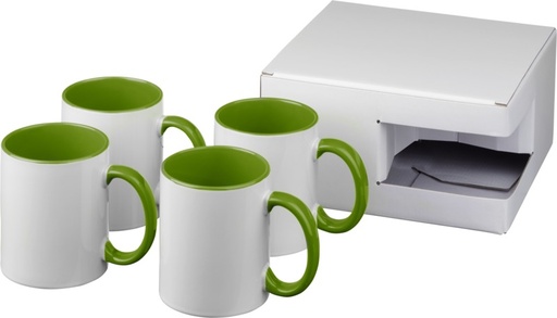 [10062804] Ceramic sublimation mug 4-pieces gift set (Lime)