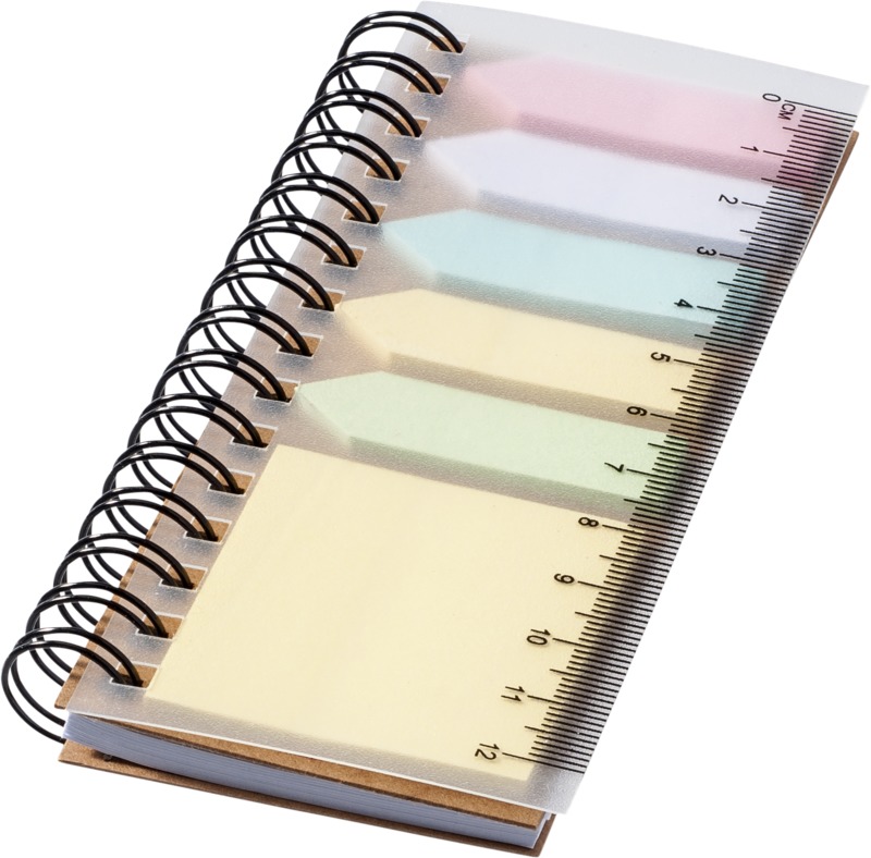 Spinner spiral notebook with coloured sticky notes