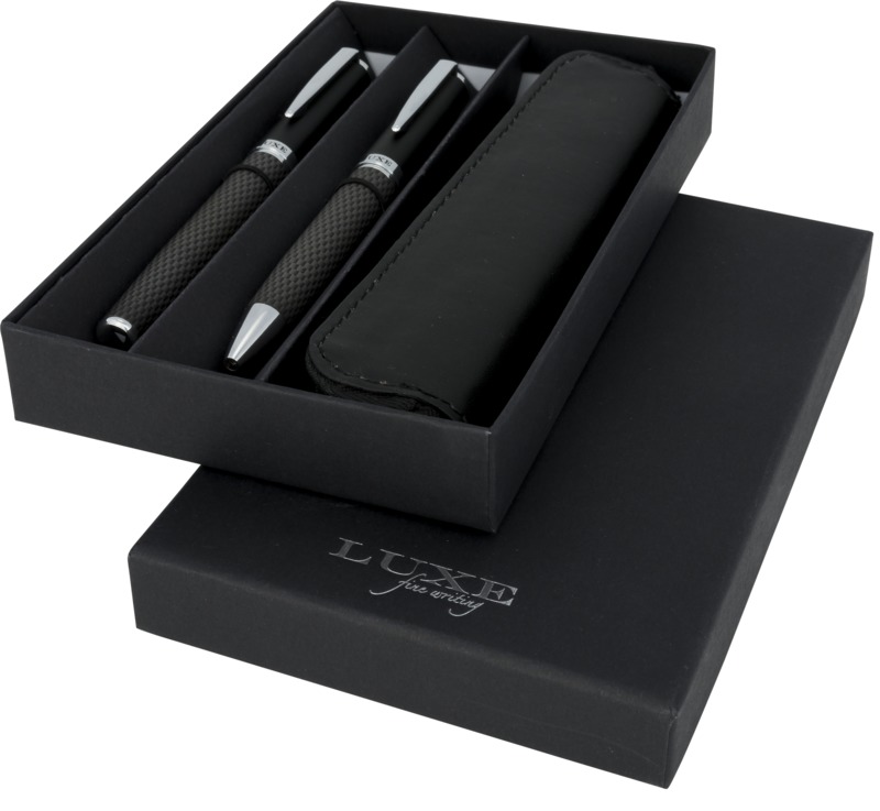 Carbon duo pen gift set with pouch (black ink)