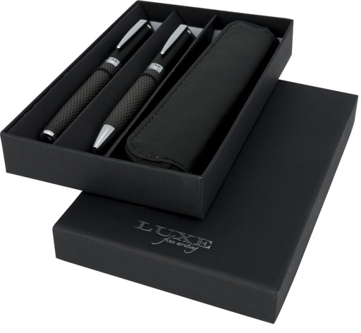 [10711000] Carbon duo pen gift set with pouch (black ink)