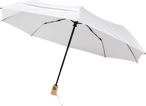 [10914302] Bo 21" foldable auto open/close recycled PET umbrella (White)