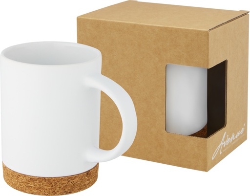 [10090101] Neiva 425 ml ceramic mug with cork base (White)