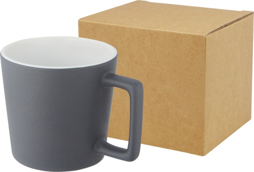 [10090001] Cali 370 ml ceramic mug with matt finish (White/Matted Grey)