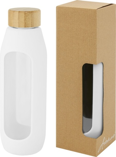 [10066601] Tidan 600 ml borosilicate glass bottle with silicone grip (White)