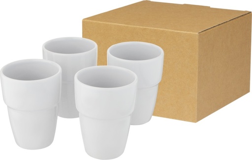 [10068601] Staki 4-piece 280 ml stackable mug gift set (White)