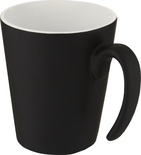 [10068701] Oli 360 ml ceramic mug with handle (White/Solid black)