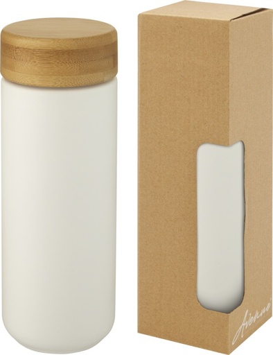 [10070501] Lumi 300 ml ceramic tumbler with bamboo lid (White)