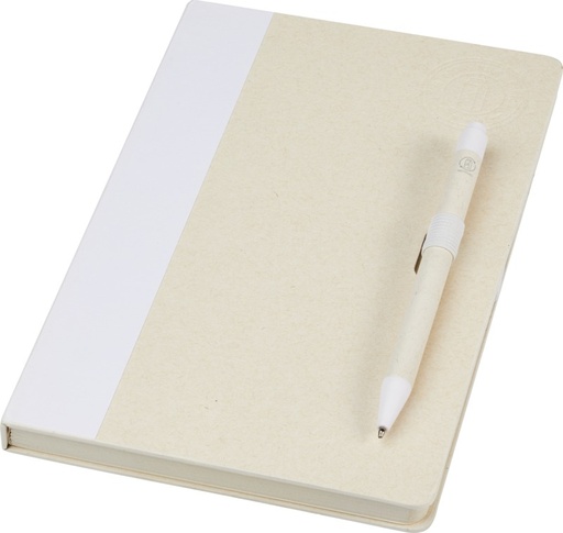 [10781101] Dairy Dream A5 size reference recycled milk cartons notebook and ballpoint pen set (White)