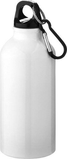 [10073801] Oregon 400 ml RCS certified recycled aluminium water bottle with carabiner (White)