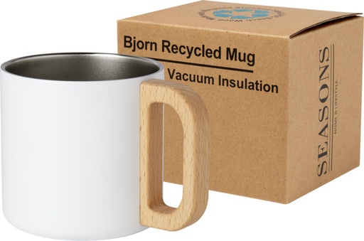 [10074001] Bjorn 360 ml RCS certified recycled stainless steel mug with copper vacuum insulation (White)