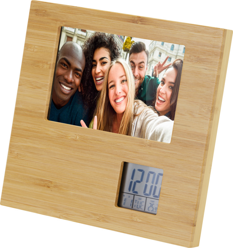 Sasa bamboo photo frame with thermometer