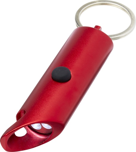 [10457421] Flare RCS recycled aluminium IPX LED light and bottle opener with keychain (Red)