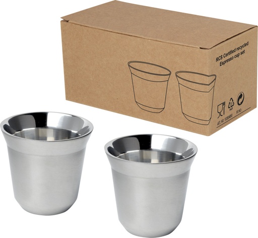 [10080481] Duo 80 ml RCS certified stainless steel espresso cup set (Silver)