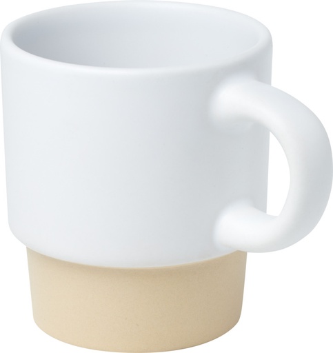 [10080501] Olympia 130 ml stackable expresso cup with clay bottom (White)