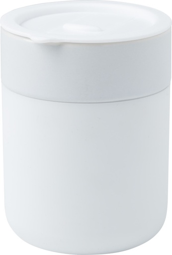 [10080801] Java 330 ml ceramic tumbler with silicone wrap and plastic lid (White)