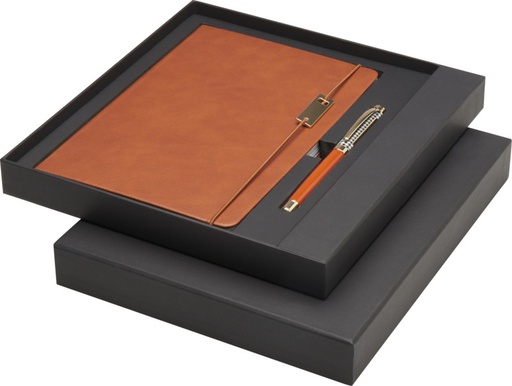 [10792571] Legato A5 notebook and rollerball pen set (blue ink) (Brown)