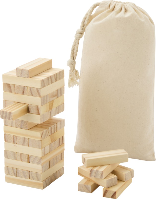 Jumble wooden toppling tower game