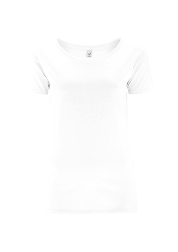 [EP09-WH3] WOMEN'S OPEN NECK T-SHIRT (White, L)