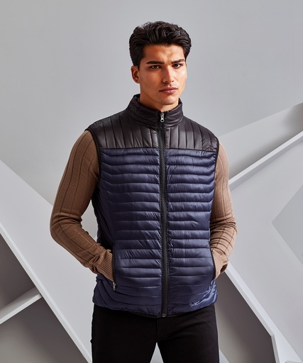 [TS028NYBKXS] Domain two-tone gilet (XS)