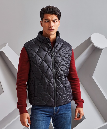 [TS033NAVYS] Diamond pane padded gilet (Navy, S)