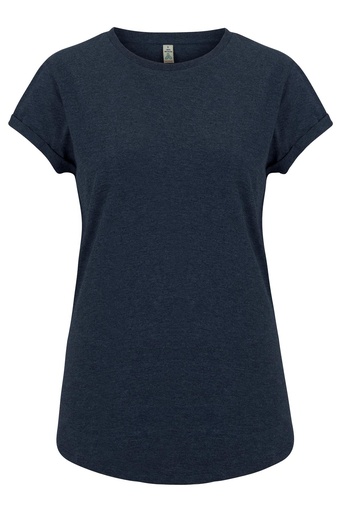 [SA16-MNA1] WOMEN'S ROLLED SLEEVE RECYCLED  T-SHIRT (Melange Navy, S)