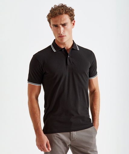 [AQ011BKTUS] Men's classic fit tipped polo (Black/Turquoise, S)