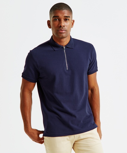 [AQ013NAVYS] Men's zip polo (Navy, S)