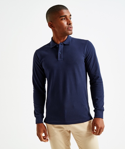 [AQ030WHITS] Men's classic fit long sleeved polo (White, S)