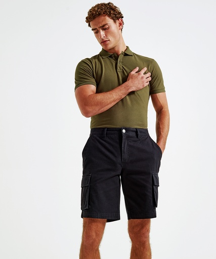 [AQ054BLACS] Men's cargo shorts (Black, S)