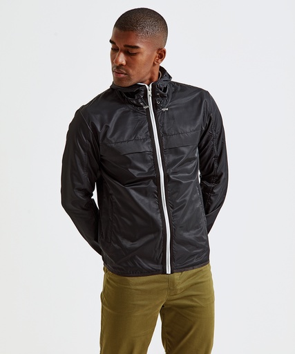 [AQ201BKWHS] Men's lightweight shell jacket (Black/White, S)