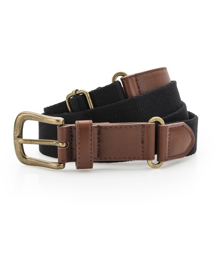 [AQ902WHIT] Faux leather and canvas belt (White)