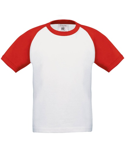 [B111BWHRD56] White/Red, 5/6 Years (B&C Baseball /kids) 