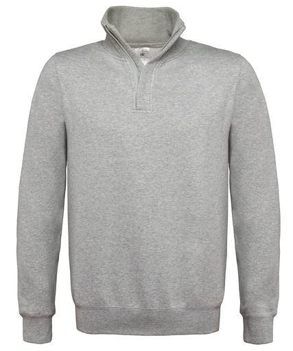 [BA406HGRES] Heather Grey, S (B&C ID.004 ¼ zip sweatshirt) 