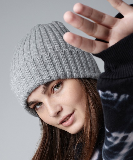 [BC465HGRE] Chunky ribbed beanie (Heather Grey)