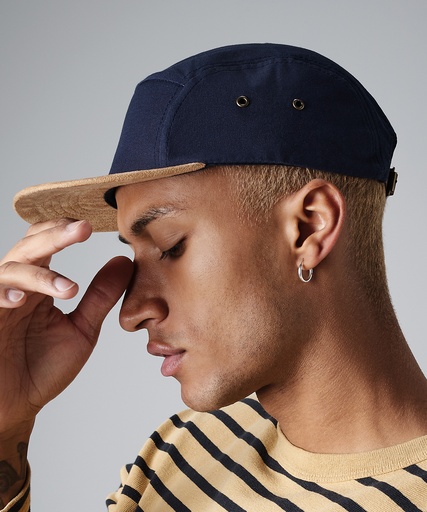 [BC658NAVY] Suede peak 5-panel cap (Navy)