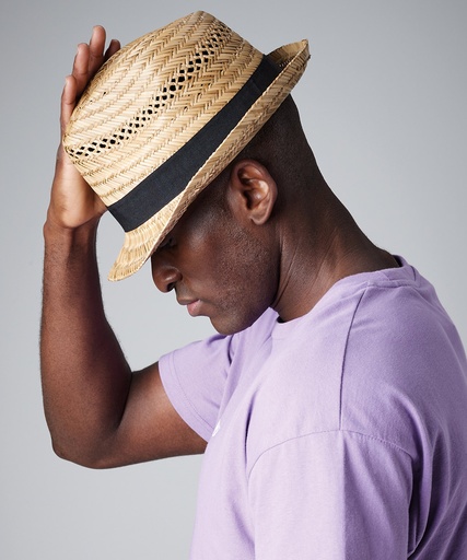 [BC730NATUSM] Straw summer trilby (S/M)